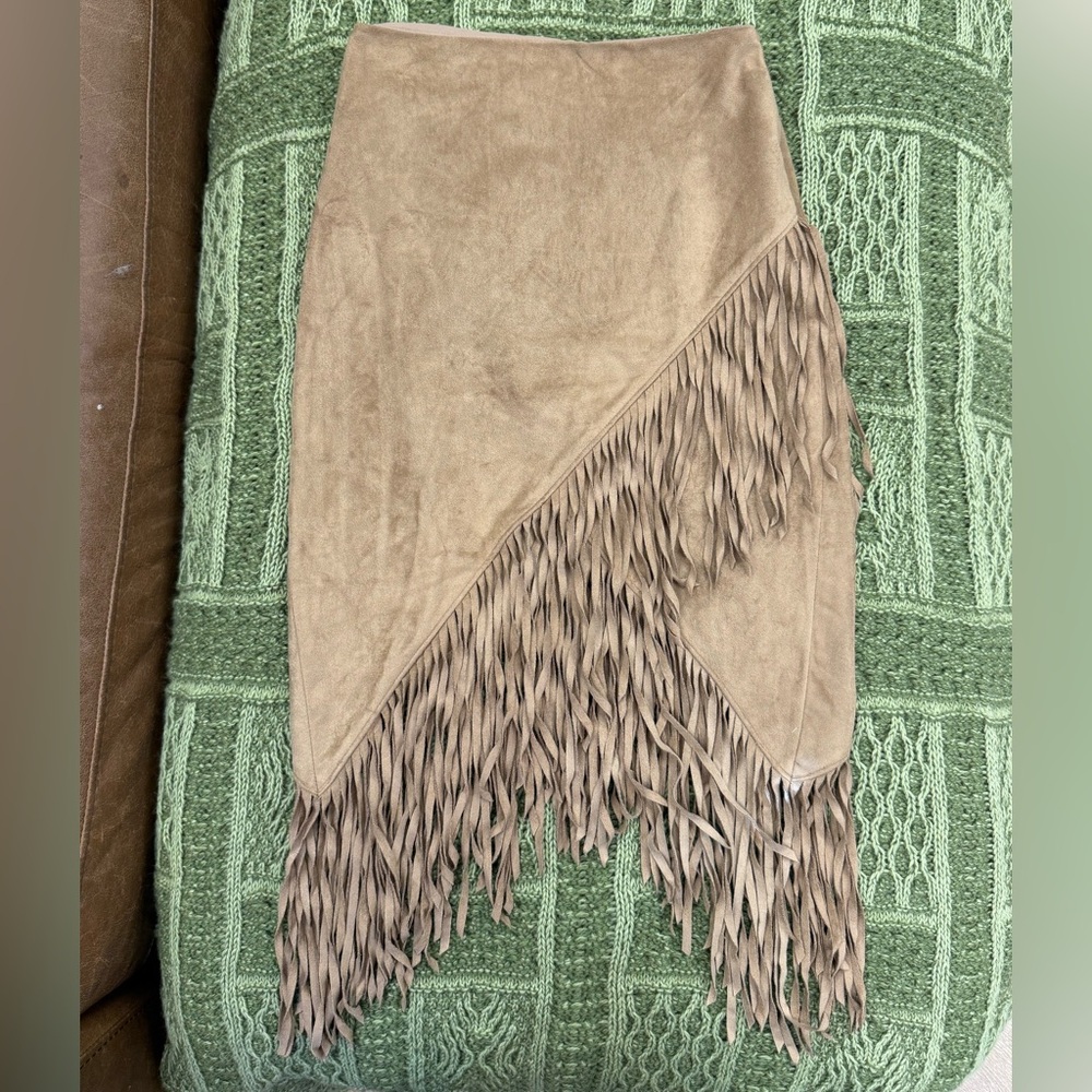 Suede Express Fringe Skirt